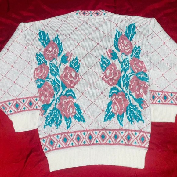 Vintage 80s Worthingtom Floral Coogi Grandma Sweater Small - Picture 4 of 4